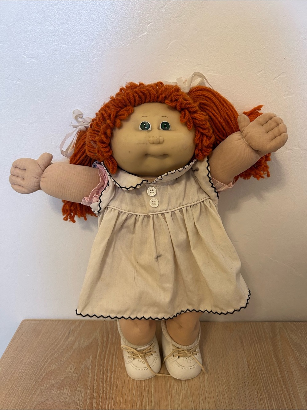 Redhead Yarn-Hair Cloth Doll in Cream Dress - Kids Toy
